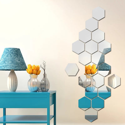 Acrylic Hexagon wall decor Mirror(Silver) - Wall Decor